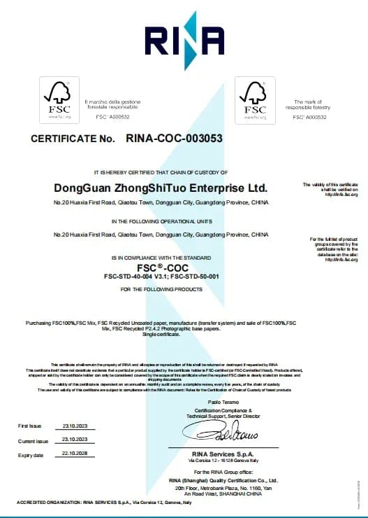 FSC-COC · RINA